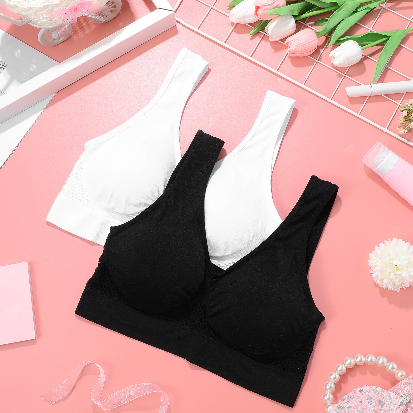 Home Gym Yoga - 2 pcs Women Strapless Bra Nylon