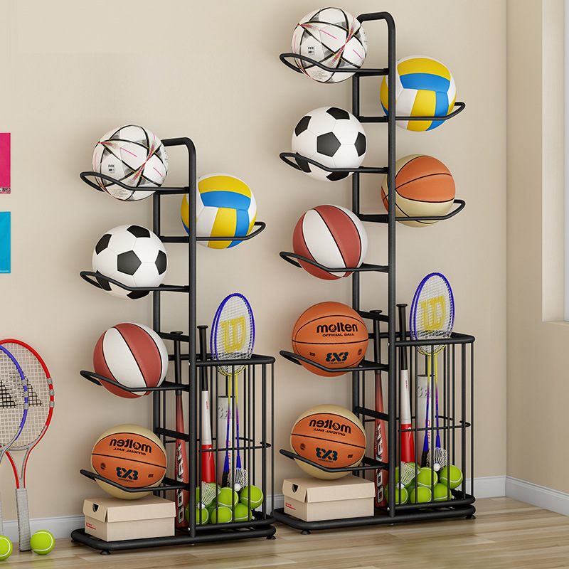 Home Gym Organization - Sports Ball Storage Rack Basketball Badminton