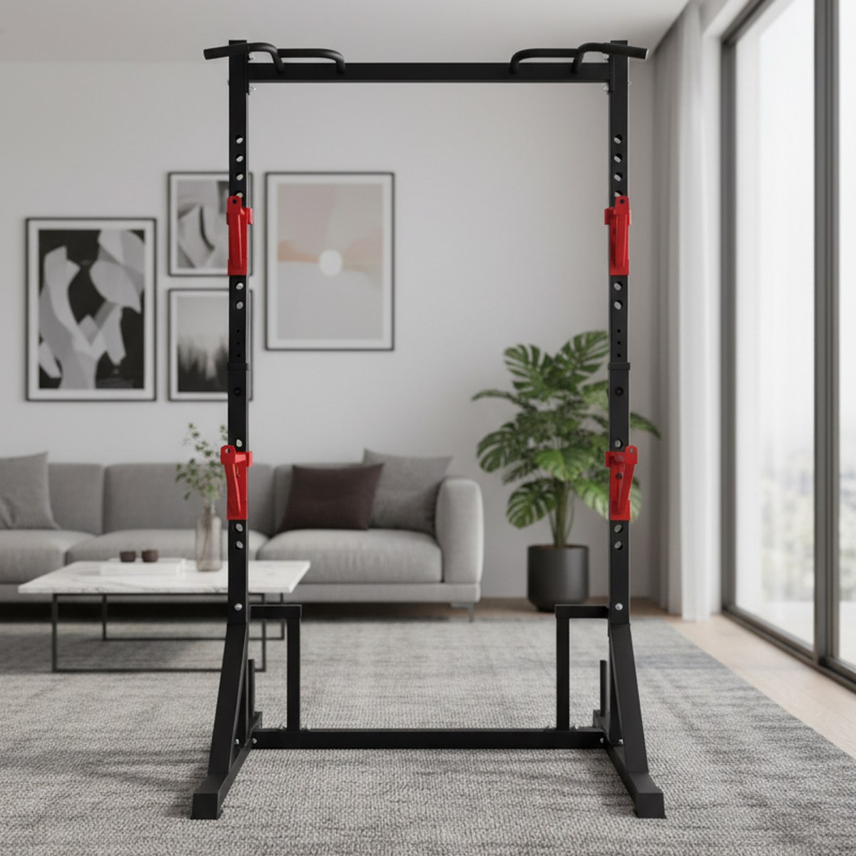 Adjustable Power Rack with Pul - Fitness Home Gym Equipment review and price