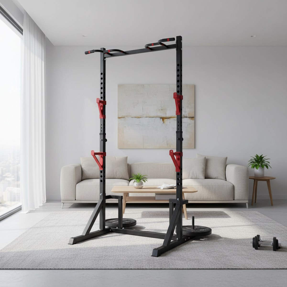 Adjustable Power Rack with Pul - Fitness Home Gym Equipment review and price