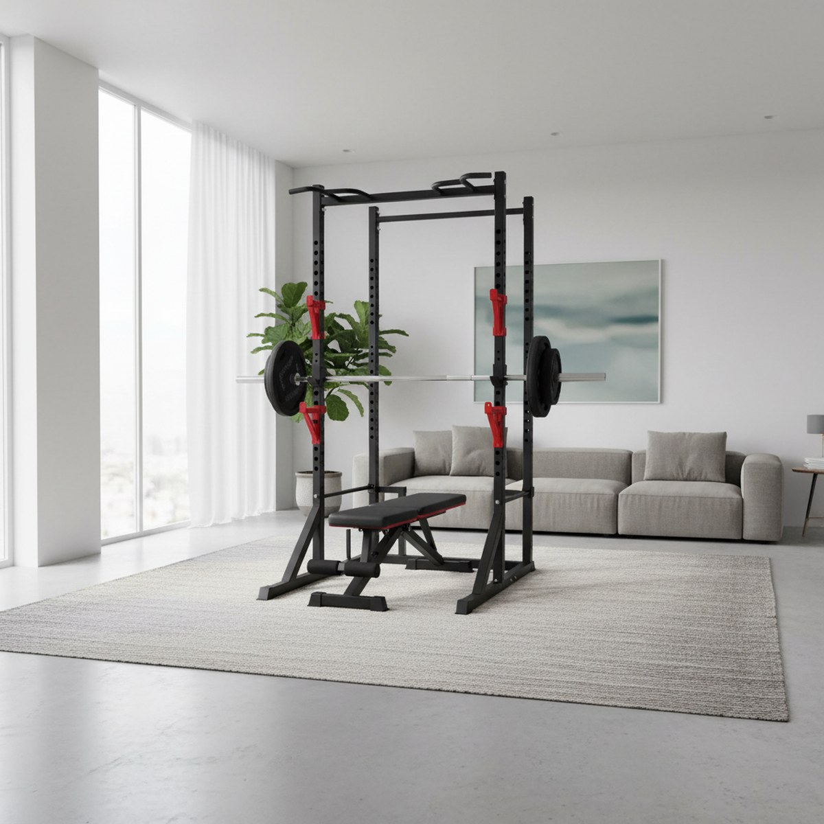 Adjustable Power Rack with Pul - Fitness Home Gym Equipment review and price